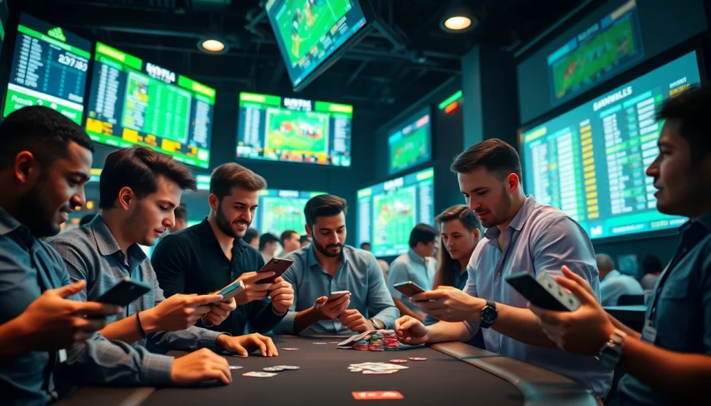 Engaged individuals analyzing best sports betting sites in India during an exciting sports event.