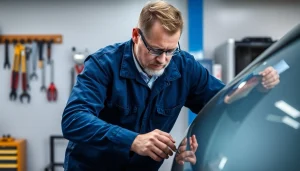 Kfz Sachverständiger Aachen bei der präzisen Fahrzeugbewertung in einer Werkstatt.