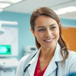 Engaging healthcare professional promoting Health in a modern clinic with patient.