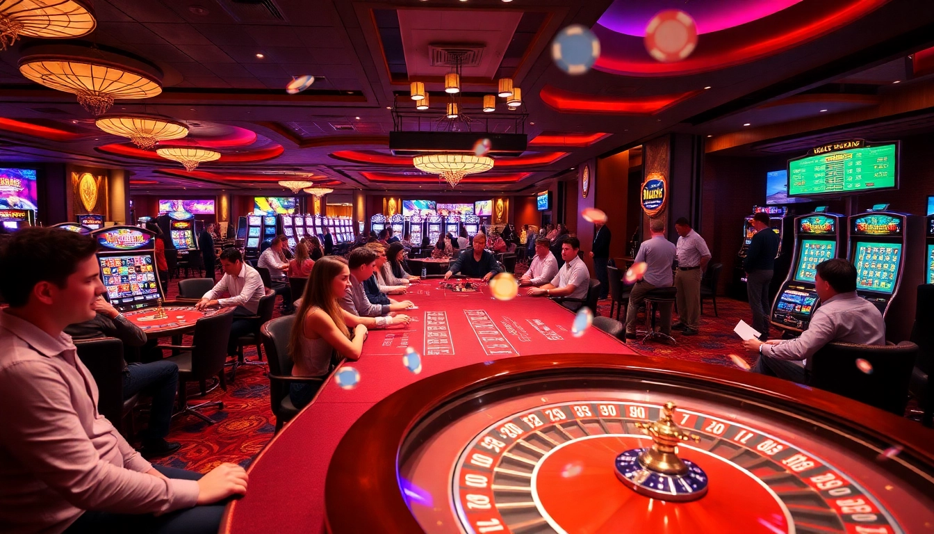 KJC AC 2: View of a lively casino floor with poker tables, roulette wheel, and slot machines, embodying the essence of gambling excitement.