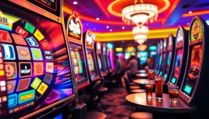 Permainan slot gacor yang menarik dengan mesin pencetak uang di kasino yang ceria.