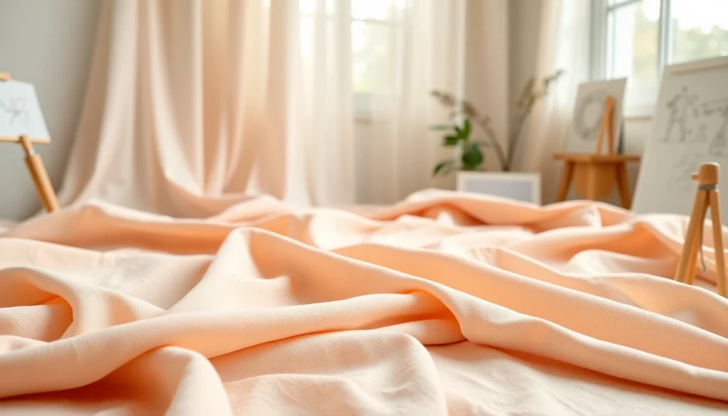 Mousseline stof met zachte texturen en een inspirerende studio-omgeving