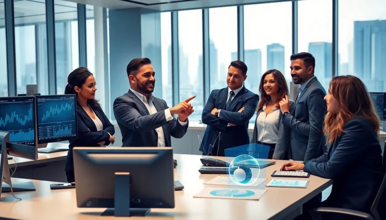 Modern business team analyzing financial data for 79king hn in a professional, tech-savvy environment