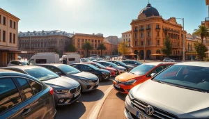 Chirie auto Moldova - Vibrant car rental scene in Chișinău, showcasing variety and travel.