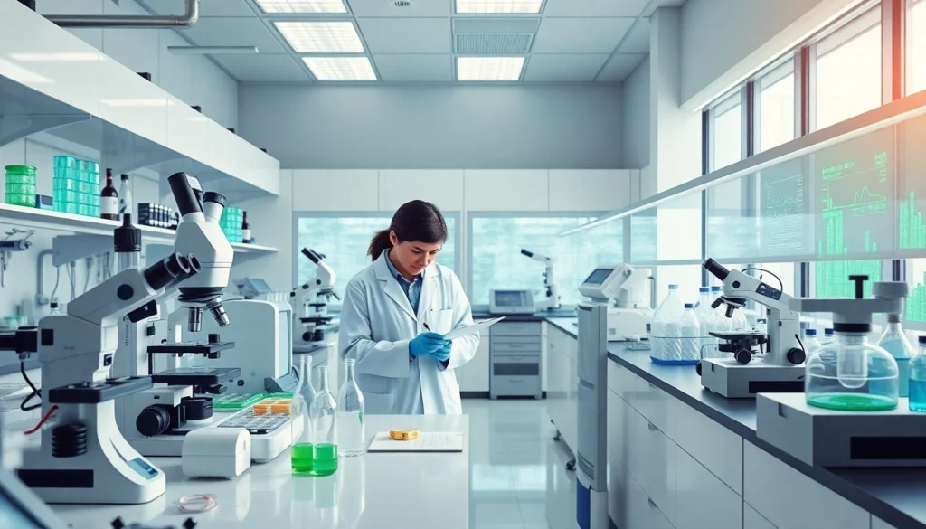 WIN55 cannabinoid research in a modern lab setting with scientists engaged in innovation.