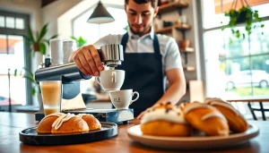 Profitez d'une tasse de café au café de Lloret de Mar avec des pâtisseries délicieuses.