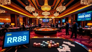 Players engaging in an exciting roulette game at RR88's luxurious casino.
