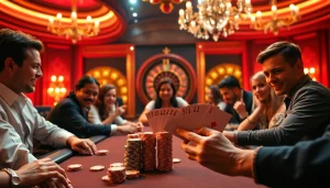 Experience the thrill of high-stakes poker at new 66 with vibrant colors and excited players.