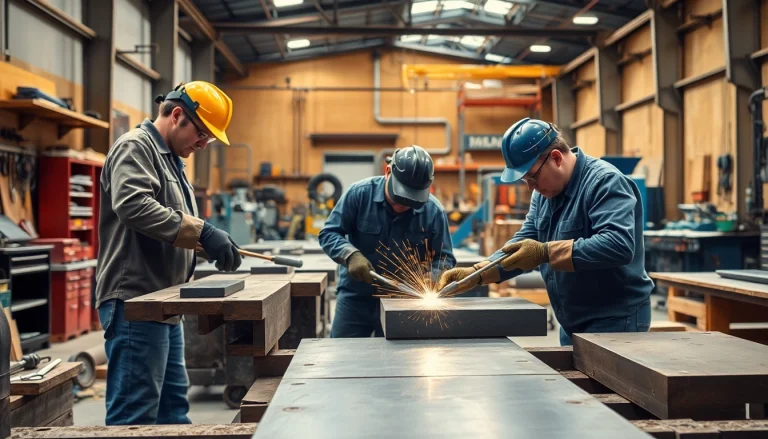 Discover skilled professionals in a steel fabrication workshop, enhancing your search for steel fabricators near me.