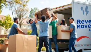 Efficient movers Vancouver loading furniture onto a truck in a sunny neighborhood.