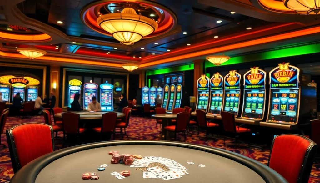 Experience the excitement of rr88 at a vibrant casino table filled with poker chips and cards.