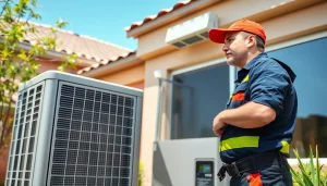 HVAC technician providing ac repair mesa az service at a residential property.