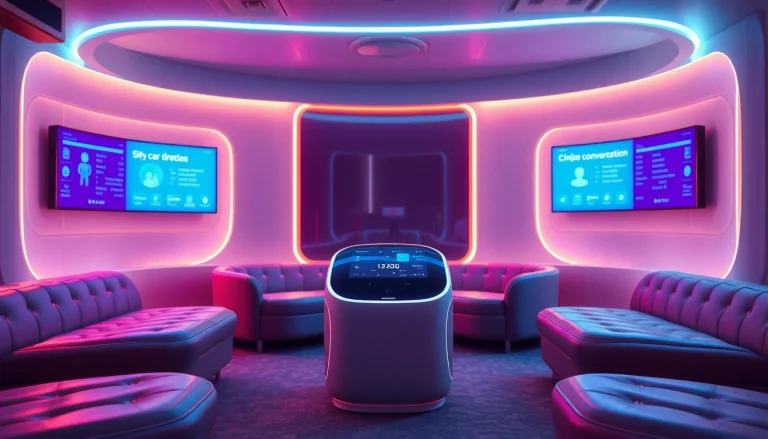 Engaging AI sex chat experience in a modern lounge environment