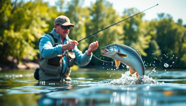 Engage in Fly fishing lessons near me with a professional instructor on a tranquil riverbank.
