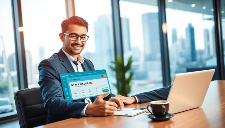 Confident businessperson reviewing financial transaction details on BOX138 digital wallet