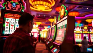 Jelajahi mahjong slot yang menarik dengan pemain di kasino yang hidup dan dinamis.