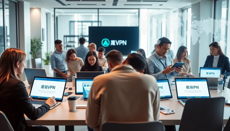 快连官网 showcased on multiple devices in a modern workspace, highlighting seamless connectivity and user-friendly design.