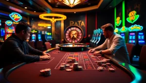 Players enjoying a thrilling game at the i9bet casino table with vibrant ambiance.