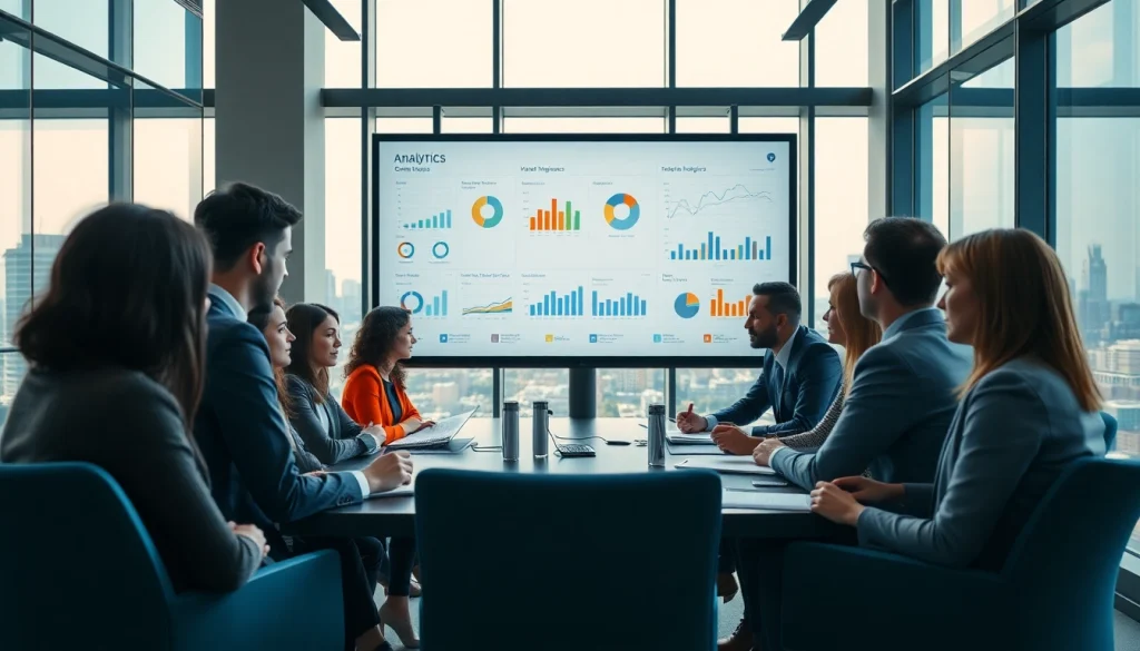 Enhance your understanding of competitive intelligence through a professional business meeting with data visuals.