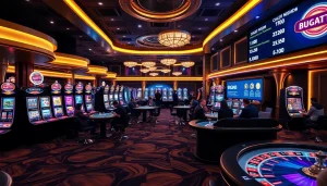 Experience the excitement of Bugatti8 with vibrant gambling scenes of roulette and poker.