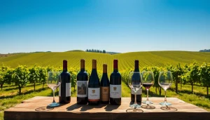 Tasting experience at clarksburg wineries featuring wine glasses and vibrant vineyards.