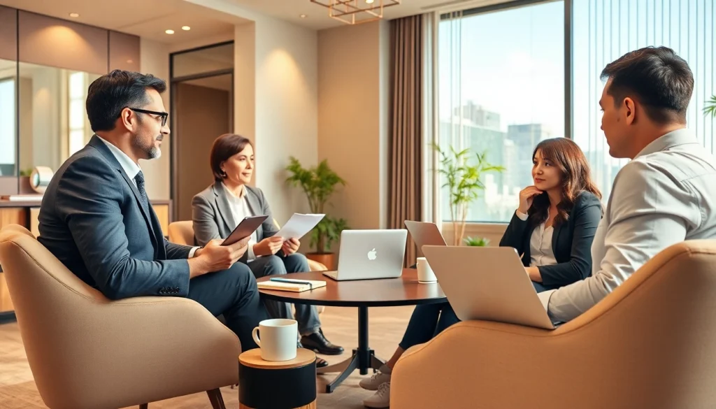 Engage with a business coach los Angeles in a professional office discussion.