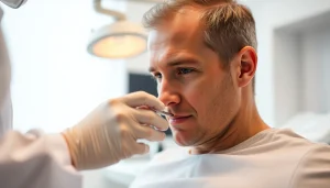 Reveal hair transplant uk benefits through a professional consultation scene in a clean clinic.