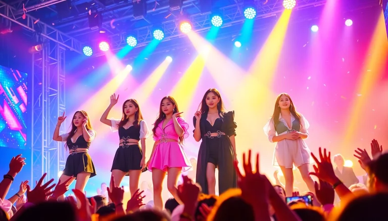 Catch the latest Blackpink news with dynamic stage performance visuals showcasing the group's energy.