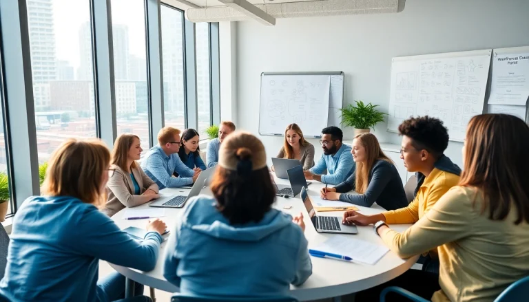 Empowered participants in a workforce development workshop engaging in teamwork and collaboration.