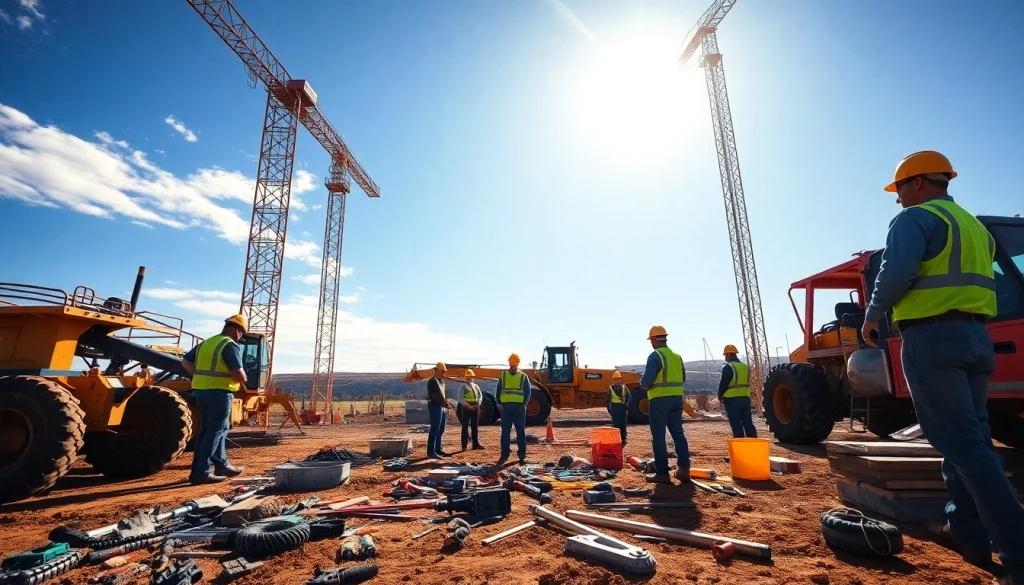 Workers at a construction association Wyoming project demonstrate teamwork and skill.
