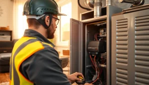 Expert in heating repair waccabuc working on a furnace in a residential setting.
