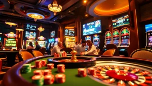 F8BET poker scene showing excitement and strategic gameplay with vibrant chips and roulette.