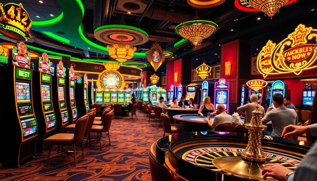 Experience immersive gameplay at https://shbet.law/ with vibrant casino action, poker chips, and slot machines.