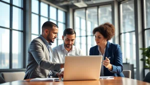 Engaged professional sales recruiting agency team collaborating to find the best sales talent.