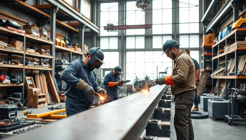 Find expert steel fabricators near me showcasing precision craftsmanship in a vibrant workshop.