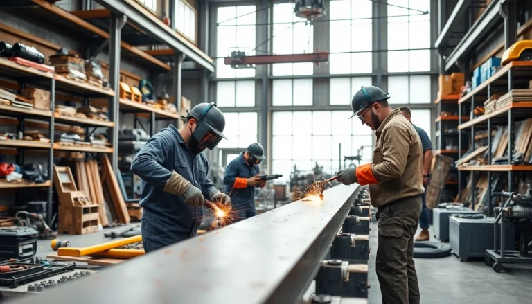 Find expert steel fabricators near me showcasing precision craftsmanship in a vibrant workshop.