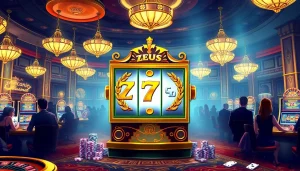 Rasakan aksi seru di mesin slot Zeus dalam suasana kasino yang ramai.