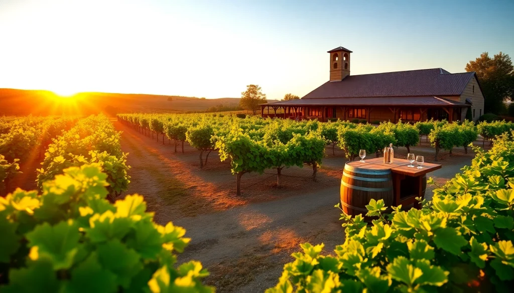 Enjoy beautiful clarksburg wineries with scenic vineyards and inviting tasting areas at sunset.