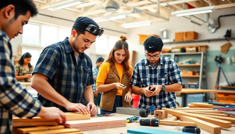 Trade schools in Hawaii students engaging in practical training for various skilled trades.