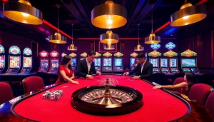 Players enjoying a thrilling MK8 gaming experience at a luxurious casino table.