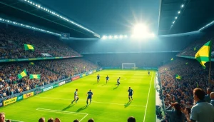 Exciting soccer match showcasing thrilling action and vibrant crowd, отражая pasión for ผลบอลสด7m.