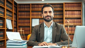 Expert agriculture lawyer advising clients in a professional setting, showcasing dedication and legal expertise.