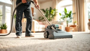 Professional carpet cleaners Roseville CA performing a cleaning service in a bright home.