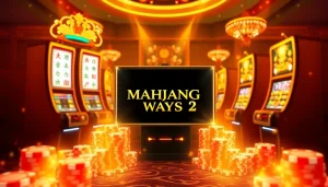 Players enjoying Mahjong Ways 2 at a luxurious online casino interface, showcasing vibrant gaming elements.