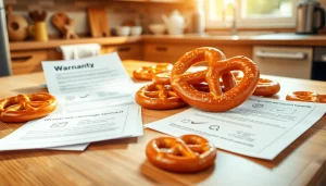 Evaluate if Pretzel warranty legit and trustworthy with cozy kitchen scene featuring fresh pretzels.