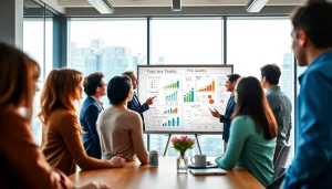 Engaging brainstorming session illustrating business growth insights with diverse professionals.