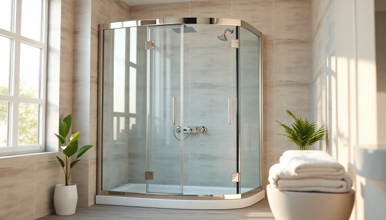 Besondere duschkabine 90x90 mit eleganten Glasstruktur in modernem Badezimmer.