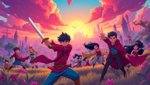 뉴토끼 웹툰의 다채로운 캐릭터들이 액션을 펼치는 장면