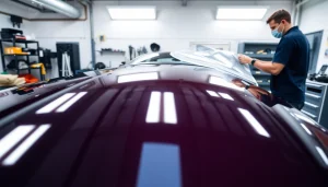 PPF Chattanooga being expertly installed on a car in a professional workshop setting.