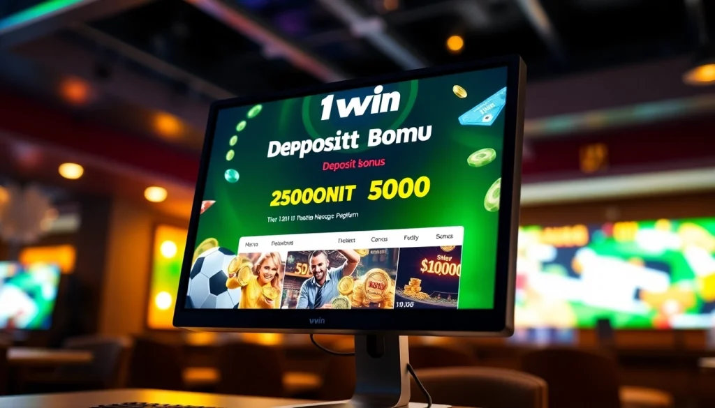 1win depozit bonusu ilə onlayn bahislərin avantajlarını vurğulayan cazibədar dizayn.